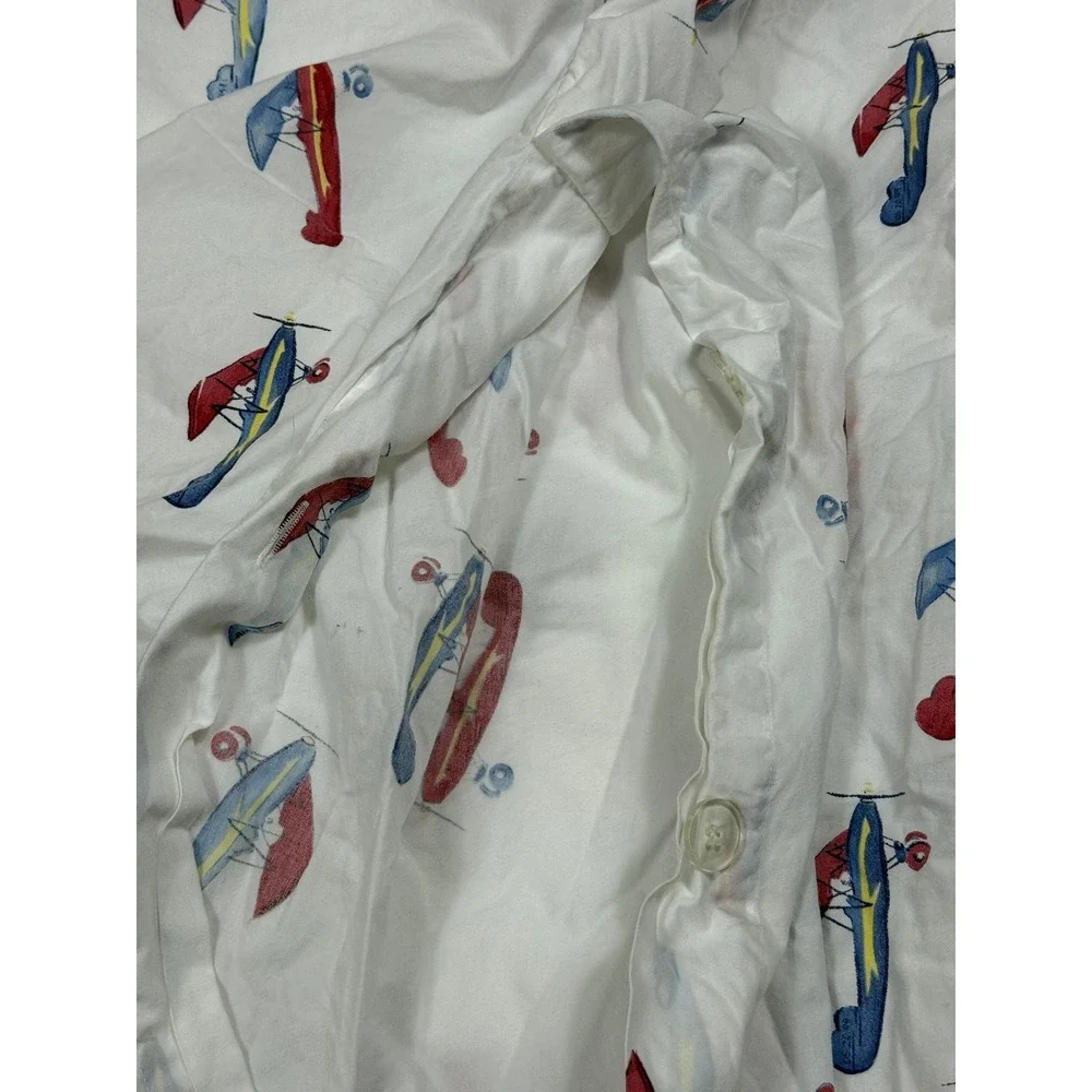 Pottery Barn Kids Twin Flat Sheet and Duvet Cover Set Airplane Print Cotton
